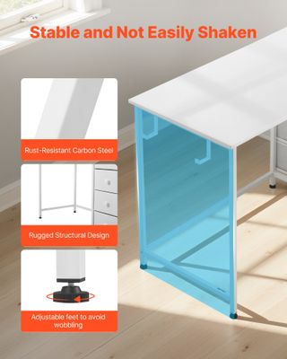 Scrivania per Computer con Cassetti in Tessuto