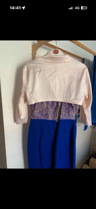 Vestido elegante azul y rosa