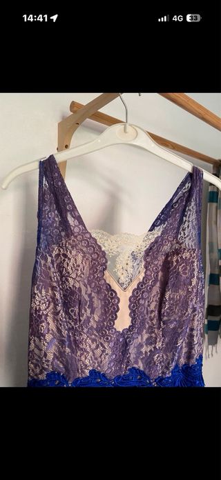 Vestido elegante azul y rosa