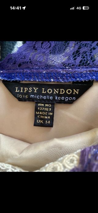 Vestido elegante azul y rosa