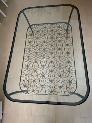 Mesa de centro cristal y metal