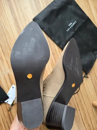 Botín piel elástico serraje Cortefiel beige