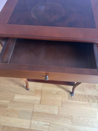 Mesita de noche antigua madera roble