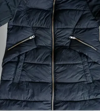 Plumas chaqueta larga negra mujer