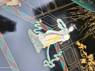 Tavolo Laccato Cinese Antico Decorato