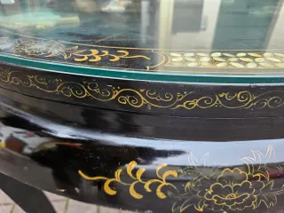 Tavolo Laccato Cinese Antico Decorato