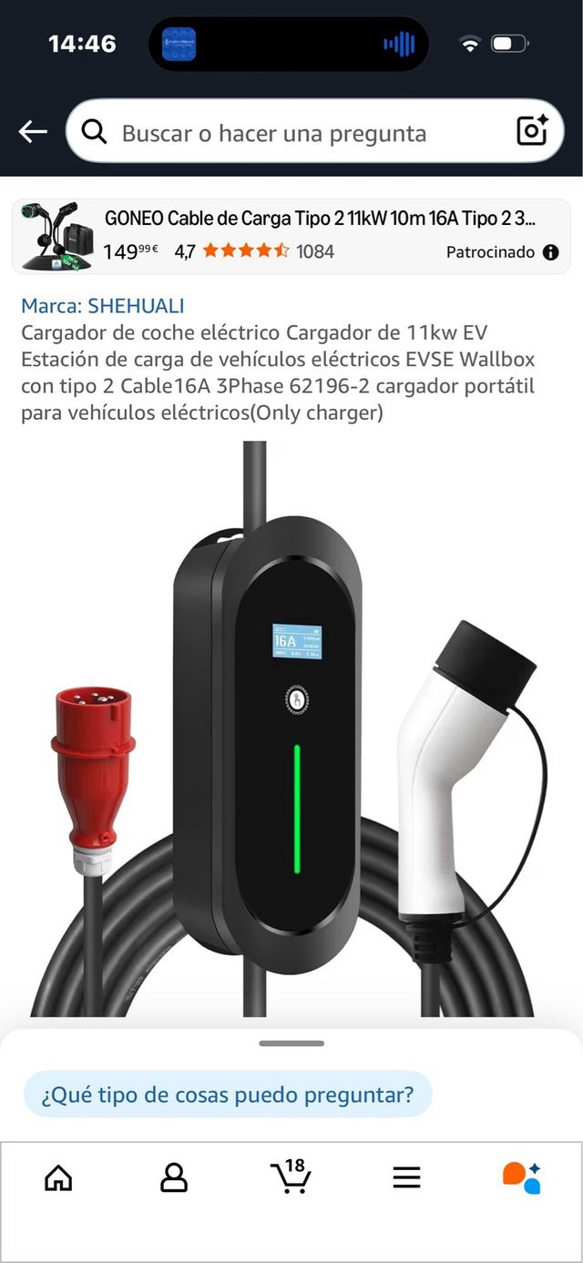 Cargador Coche Eléctrico EV 11kW 148MC