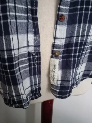 Camisa H&M Cuadros Azul y Blanco