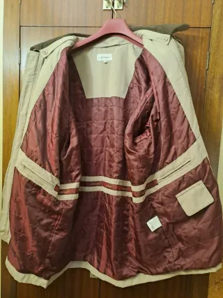 Chaquetón hombre beige cuello marrón