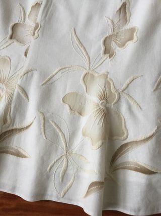 Falda Caroll Lino Beige y Blanca