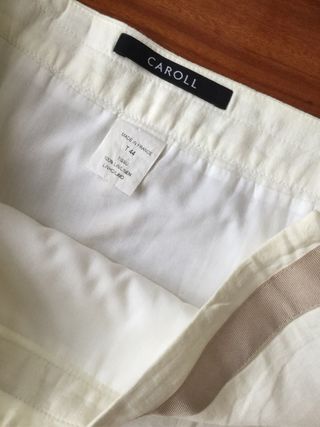 Falda Caroll Lino Beige y Blanca