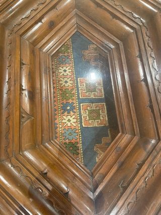 Mesa de centro madera y cristal antigua