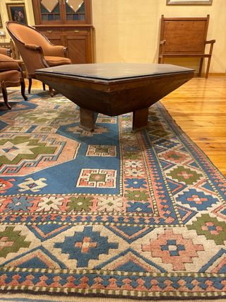 Mesa de centro madera y cristal antigua