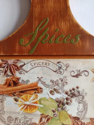 Tabla madera decoupage especias