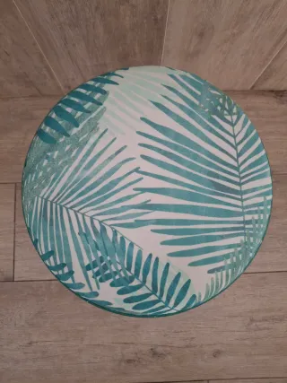 Puf banqueta tela y madera