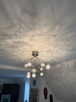 Lampadario 12 luci argento e bianco