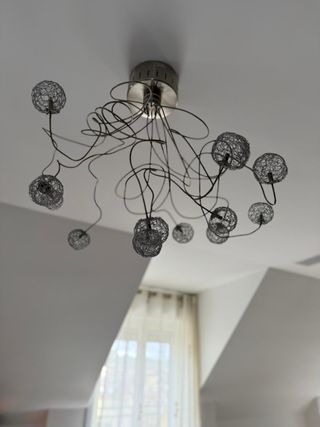 Lampadario 12 luci argento e bianco