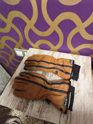 2 pares guantes de moto de piel