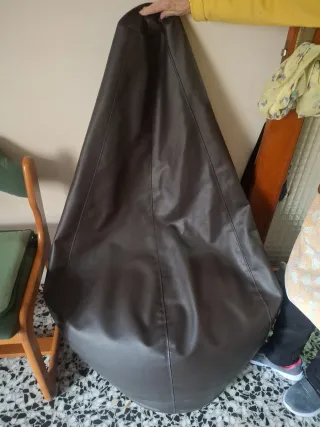 Pouf in pelle sintetica marrone