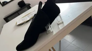 Botas negras tacón transparente