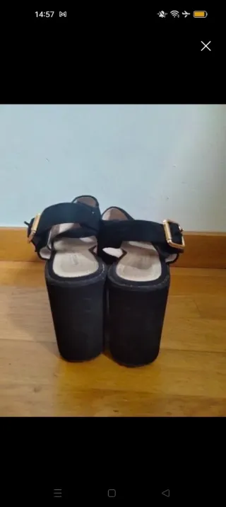 Sandalias plataforma piel Amaretto negras