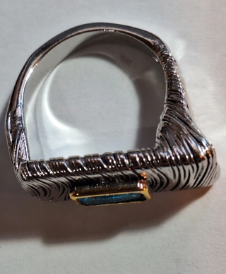 Anello 925 Quarzo Blu Rettangolare