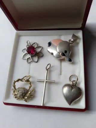 Lote Colgantes Plata Corazón, Cruz, Cangrejo