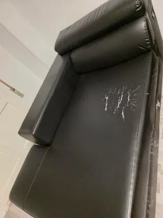 Sofá Chaise Longue Negro Piel