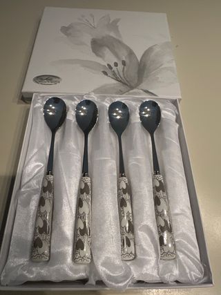 4 cucchiaini acciaio manico cuori