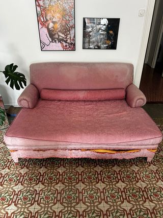 Sofá Vintage Rosa para Retapizar