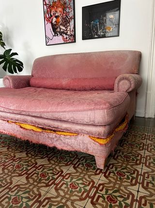 Sofá Vintage Rosa para Retapizar