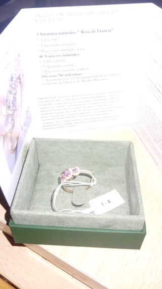 Anillo Oro Rosa 18k Amatista y Diamantes