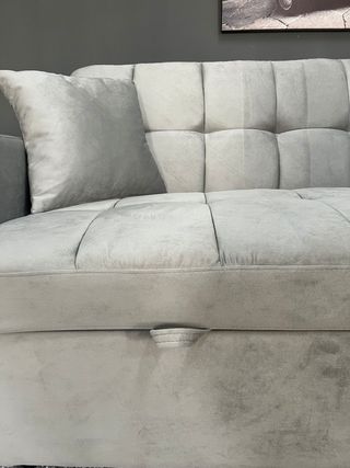 Sofá Cama Chaiselongue Gris Terciopelo