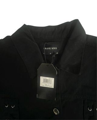 Talla S / M / L. Cazadora vaquera negra BRAVE SOUL