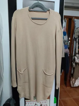 Jersey beige con bolsillos talla única