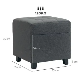 Reposapiés Salón Tapizado Lino Gris