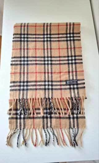 Sciarpa Burberry Cashmere Beige e Rossa