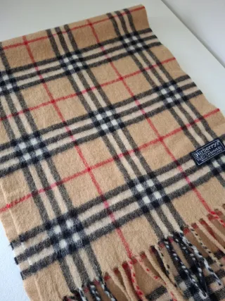 Sciarpa Burberry Cashmere Beige e Rossa