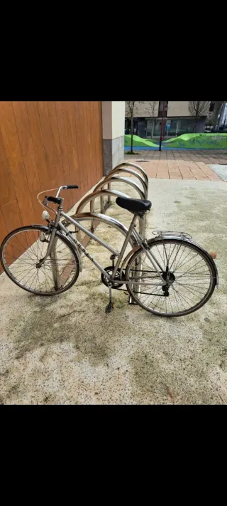 Bicicleta de paseo plateada