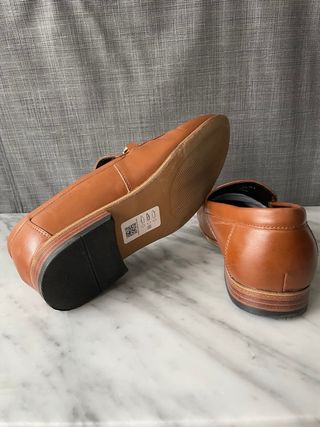 Mocasines ASOS piel marrón hebilla talla 40.5