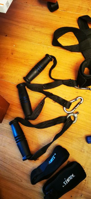 Set de gimnasio: Cuerda, mancuernas, bandas