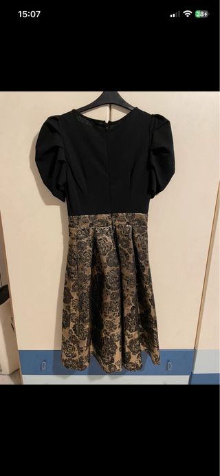 Abito taglio anni '50 nero e oro taglia S