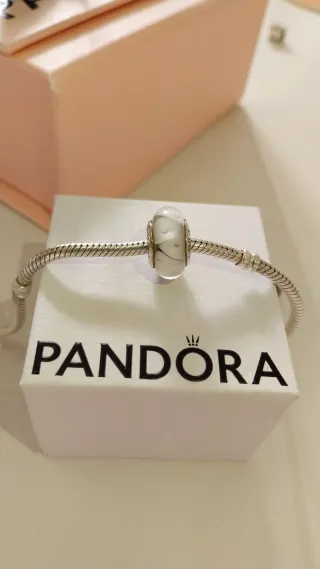 Charm Pandora Cristal Murano Blanco Zig-Zag
