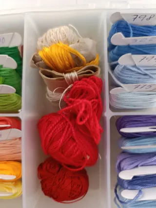 Caja de hilos de bordar con números