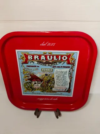 Vassoio pubblicitario vintage Braulio, LEGGI
