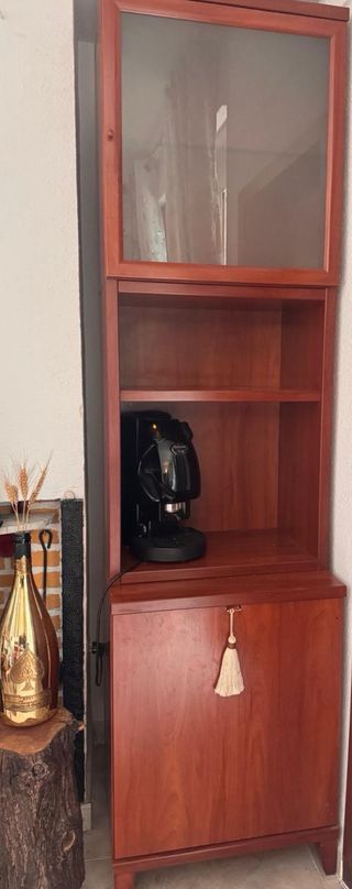 Vitrina estrecha madera y cristal