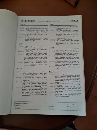 Libro cuaderno de ejercicios de inglés y respuesta