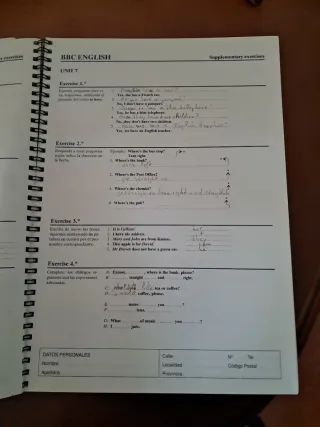 Libro cuaderno de ejercicios de inglés y respuesta