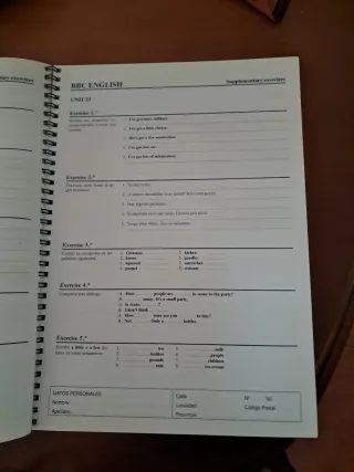 Libro cuaderno de ejercicios de inglés y respuesta