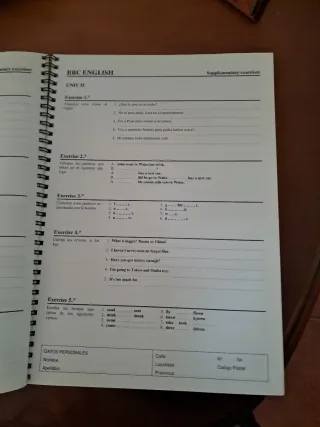 Libro cuaderno de ejercicios de inglés y respuesta